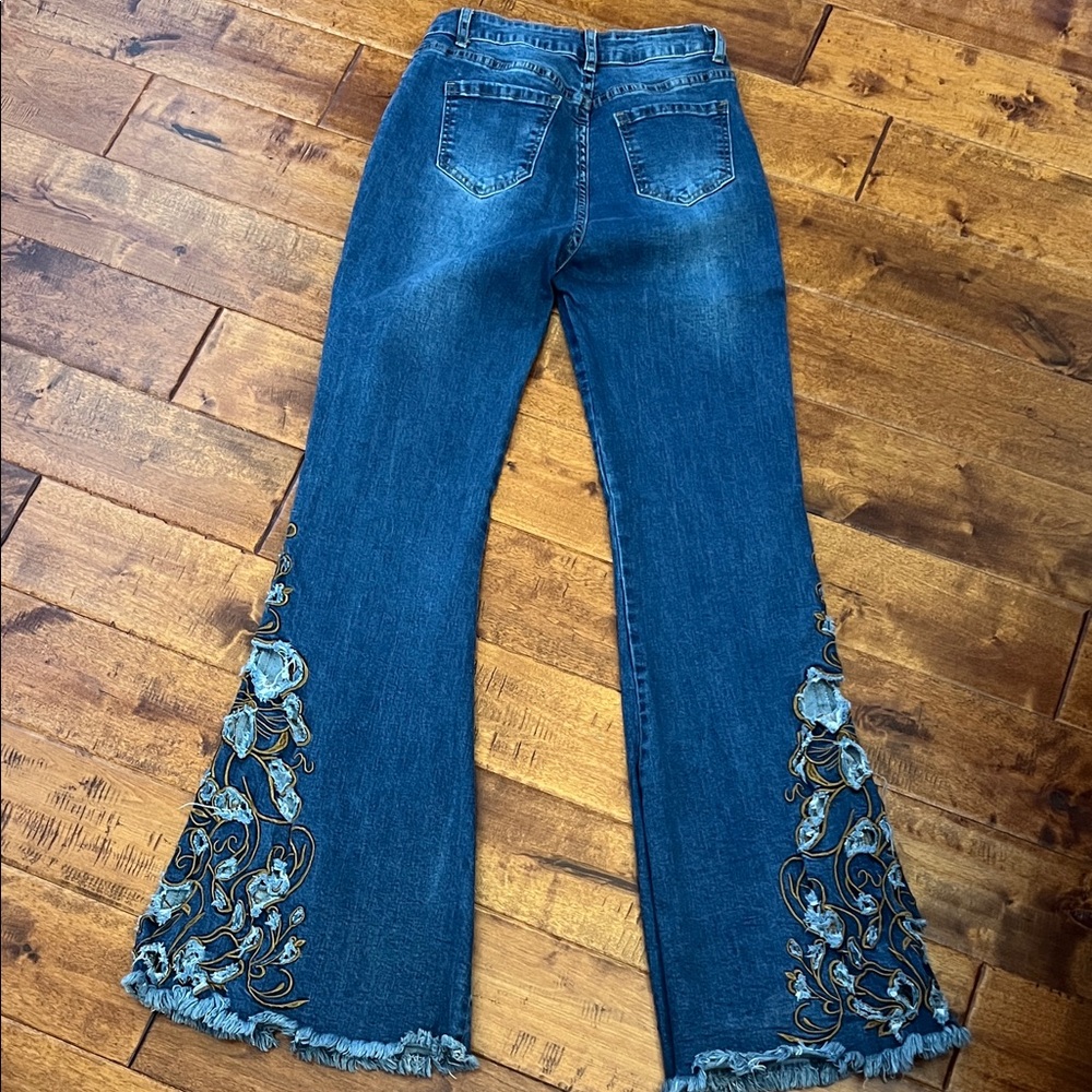 Embroidered Flare Jeans - Picture 2 of 6